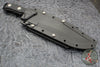 Microtech Arbiter Fixed Blade- Black Handle- Stonewash Full Serrated Blade 104-12