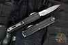 Microtech Ultratech ZBP Zero Blade Play OTF Knife- EX Series- Bayonet Edge- Black Handle- Stonewash Full Serrated Blade 1120EX-12 S
