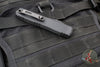 Microtech Ultratech ZBP Zero Blade Play OTF Knife- Double Edge- Shadow Edition- Black Handle- Black DLC Plain Edge Blade- DLC Hardware 1122-1 DLCTSH