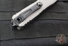 Microtech Ultratech ZBP Zero Blade Play OTF Knife- Double Edge- Natural Clear Finished Handle- Black Part Serrated Edge Blade 1122-2 NC