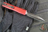 Microtech Ultratech OTF Knife- GEN IV- Double Edge- Merlot Handle- Black Finished Plain Edge Blade 11224-1 MR
