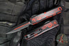 Microtech Ultratech OTF Knife- GEN IV- Double Edge- Red And Black Tron Style Handle- Black Finished Red Trimmed Plain Edge Blade- Tritium Inlaid Button 11224-1 RDROS