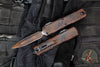 Microtech Ultratech OTF Knife- GEN IV- Double Edge- Topographic Black/Orange Camo Finished Handle And Plain Edge Blade 11224-1 TPBKORCS