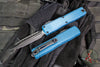 Microtech Ultratech OTF Knife- GEN IV- Double Edge- Deep Ocean Finished Handle- Black Finished Full Serrated Edge Blade 11224-3 DO