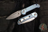 Marfione Select LUDT OTS Knife- Single Edge- Ice Blue Anodized Frag Pattern Titanium Handle- Stonewash Plain Edge Blade 1135-10 FRMS6