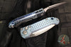 Marfione Select LUDT OTS Knife- Single Edge- Ice Blue Anodized Frag Pattern Titanium Handle- Stonewash Plain Edge Blade 1135-10 FRMS6