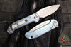 Marfione Select LUDT OTS Knife- Single Edge- Ice Blue Anodized Smooth Titanium Handle- Stonewash Plain Edge Blade- Blue Anodized Titanium Backstrap 1135-10 MS11