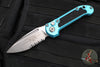 Microtech  LUDT OTS Knife- Turquoise Handle- Stonewash Part Serrated Blade 1135-11 TQ
