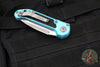 Microtech  LUDT OTS Knife- Turquoise Handle- Stonewash Part Serrated Blade 1135-11 TQ