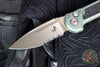 Marfione Select LUDT OTS Knife- Single Edge- Antique Green Anodized Titanium Handle- Textured Inlay- Bronzed Stonewash Part Serrated Edge Blade 1135-14 MS3