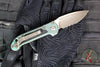 Marfione Select LUDT OTS Knife- Single Edge- Antique Green Anodized Titanium Handle- Textured Inlay- Bronzed Stonewash Part Serrated Edge Blade 1135-14 MS3