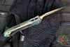 Marfione Select LUDT OTS Knife- Single Edge- Antique Green Anodized Titanium Handle- Textured Inlay- Bronzed Stonewash Part Serrated Edge Blade 1135-14 MS3