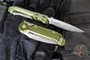 Microtech LUDT- Ram Lok Manual- Single Edge- Frag Pattern OD Green Finished Aluminum Handle- Apocalyptic Finished Blade 1135RL-10 APFROD