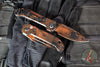 Microtech LUDT OTS Knife- Single Edge- Smooth Body- Topographic Black/Orange Camo Finished Handle And Plain Edge Blade 1135S-1 TPBKORCS