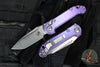 Marfione Select LUDT OTS Knife- Tanto Edge- Purple Haze Anodized Smooth Titanium Handle- Stonewash Plain Edge Blade- Purple Backstrap 1136-10 MS9