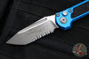 Microtech LUDT OTS Knife- Tanto Edge- Blue Handle- Apocalyptic Part Serrated Blade 1136-11 APBL