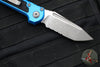 Microtech LUDT OTS Knife- Tanto Edge- Blue Handle- Apocalyptic Part Serrated Blade 1136-11 APBL