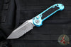 Microtech LUDT OTS Knife- Tanto Edge- Turquoise Handle- Apocalyptic Part Serrated Blade 1136-11 APTQ