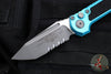 Microtech LUDT OTS Knife- Tanto Edge- Turquoise Handle- Apocalyptic Part Serrated Blade 1136-11 APTQ