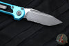 Microtech LUDT OTS Knife- Tanto Edge- Turquoise Handle- Apocalyptic Part Serrated Blade 1136-11 APTQ