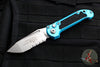 Microtech LUDT OTS Knife- Turquoise Handle- Stonewash Part Serrated Blade 1136-11 TQ