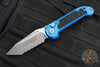 Microtech LUDT OTS Knife- Tanto Edge- Blue Handle- Apocalyptic Full Serrated Blade 1136-12 APBL