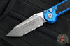 Microtech LUDT OTS Knife- Tanto Edge- Blue Handle- Apocalyptic Full Serrated Blade 1136-12 APBL