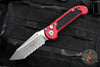 Microtech LUDT OTS Knife- Tanto Edge- Red Handle- Apocalyptic Full Serrated Blade 1136-12 APRD