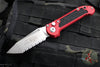 Microtech LUDT OTS Knife- Tanto Edge- Red Handle- Stonewash Full Serrated Blade 1136-12 RD