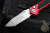 Microtech LUDT OTS Knife- Tanto Edge- Red Handle- Stonewash Full Serrated Blade 1136-12 RD