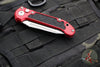 Microtech LUDT OTS Knife- Tanto Edge- Red Handle- Stonewash Full Serrated Blade 1136-12 RD