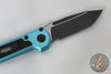Microtech LUDT OTS Knife- Tanto Edge- Turquoise Handle- Black Plain Edge Blade 1136-1 TQ