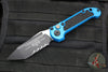 Microtech LUDT OTS Knife- Blue Handle- Black Part Serrated Blade 1136-2 BL