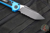 Microtech LUDT OTS Knife- Blue Handle- Black Part Serrated Blade 1136-2 BL