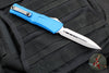 Microtech Combat Troodon Gen III OTF Knife- Double Edge- Blue Handle- Stonewash Blade 1142-10 BL Gen III