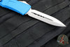 Microtech Combat Troodon Gen III OTF Knife- Double Edge- Blue Handle- Stonewash Blade 1142-10 BL Gen III