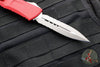 Microtech Combat Troodon Gen III OTF Knife- Double Edge- Red Handle- Apocalyptic Part Serrated Blade 1142-11 APRD Gen III