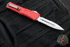 Microtech Combat Troodon Gen III OTF Knife- Double Edge- Red Handle- Stonewash Part Serrated Blade 1142-11 RD Gen III