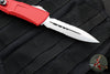 Microtech Combat Troodon Gen III OTF Knife- Double Edge- Red Handle- Stonewash Part Serrated Blade 1142-11 RD Gen III