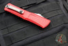 Microtech Combat Troodon Gen III OTF Knife- Double Edge- Red Handle- Stonewash Part Serrated Blade 1142-11 RD Gen III