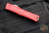 Microtech Combat Troodon Gen III OTF Knife- Double Edge- Red Handle- Stonewash Part Serrated Blade 1142-11 RD Gen III