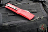 Microtech Combat Troodon Gen III OTF Knife- Double Edge- Red Handle- Apocalyptic Full Serrated Blade 1142-12 APRD Gen III