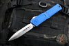 Microtech Combat Troodon Gen III OTF Knife- Double Edge- Navy Blue Handle- Stonewash Full Serrated Blade 1142-12 NA Gen III
