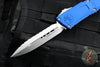 Microtech Combat Troodon Gen III OTF Knife- Double Edge- Navy Blue Handle- Stonewash Full Serrated Blade 1142-12 NA Gen III