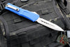 Microtech Combat Troodon Gen III OTF Knife- Double Edge- Navy Blue Handle- Stonewash Full Serrated Blade 1142-12 NA Gen III