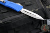 Microtech Combat Troodon Gen III OTF Knife- Double Edge- Navy Blue Handle- Stonewash Full Serrated Blade 1142-12 NA Gen III