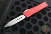 Microtech Combat Troodon Gen III OTF Knife- Double Edge- Red Handle- Stonewash Full Serrated Blade 1142-12 RD Gen III