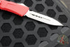 Microtech Combat Troodon Gen III OTF Knife- Double Edge- Red Handle- Stonewash Full Serrated Blade 1142-12 RD Gen III