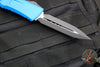 Microtech Combat Troodon Gen III OTF Knife- Double Edge- Blue Handle- Black Plain Edge Blade 1142-1 BL Gen III