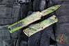 Microtech Combat Troodon Gen III OTF Knife- Double Edge- Tan Handle And Blade- OD Green And Black Splatter Finished 1142-1 ODTABKSPLS